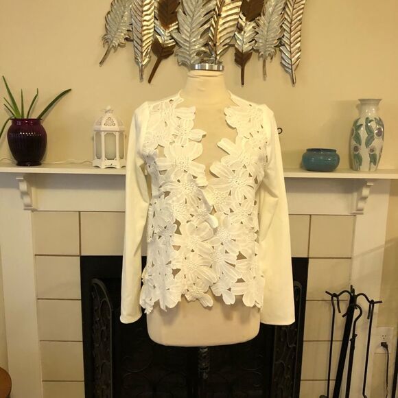 Anthropologie S Sundays in Brooklyn Floral Cutout Selina Cardigan Jacket NEW - Picture 2 of 4